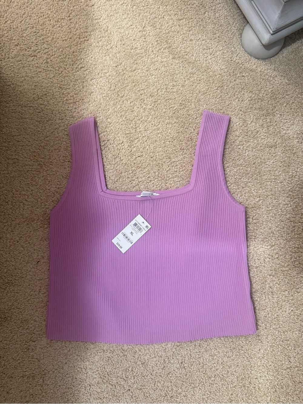 Macy's Ribbed Square-Neck Crop Tank - Lavender Pink
